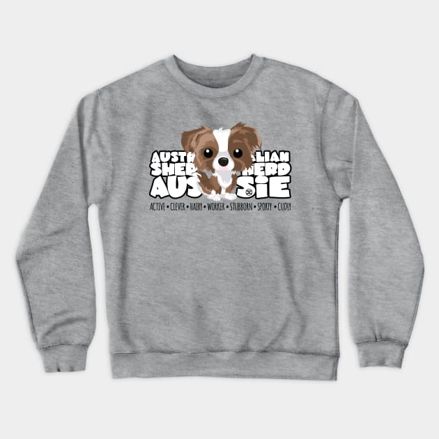 DGBigHeads - Aussie Brown Merle Crewneck Sweatshirt by DoggyGraphics